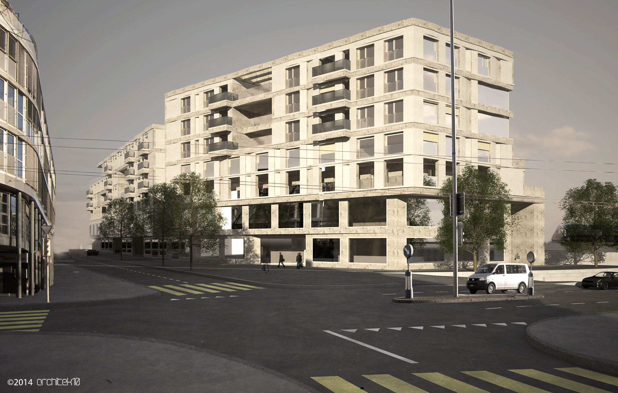 Visualisierung Wettbewerb Neubau Wohn- und Gewerbeüberbauung Zollhaus - Zürich - 2014